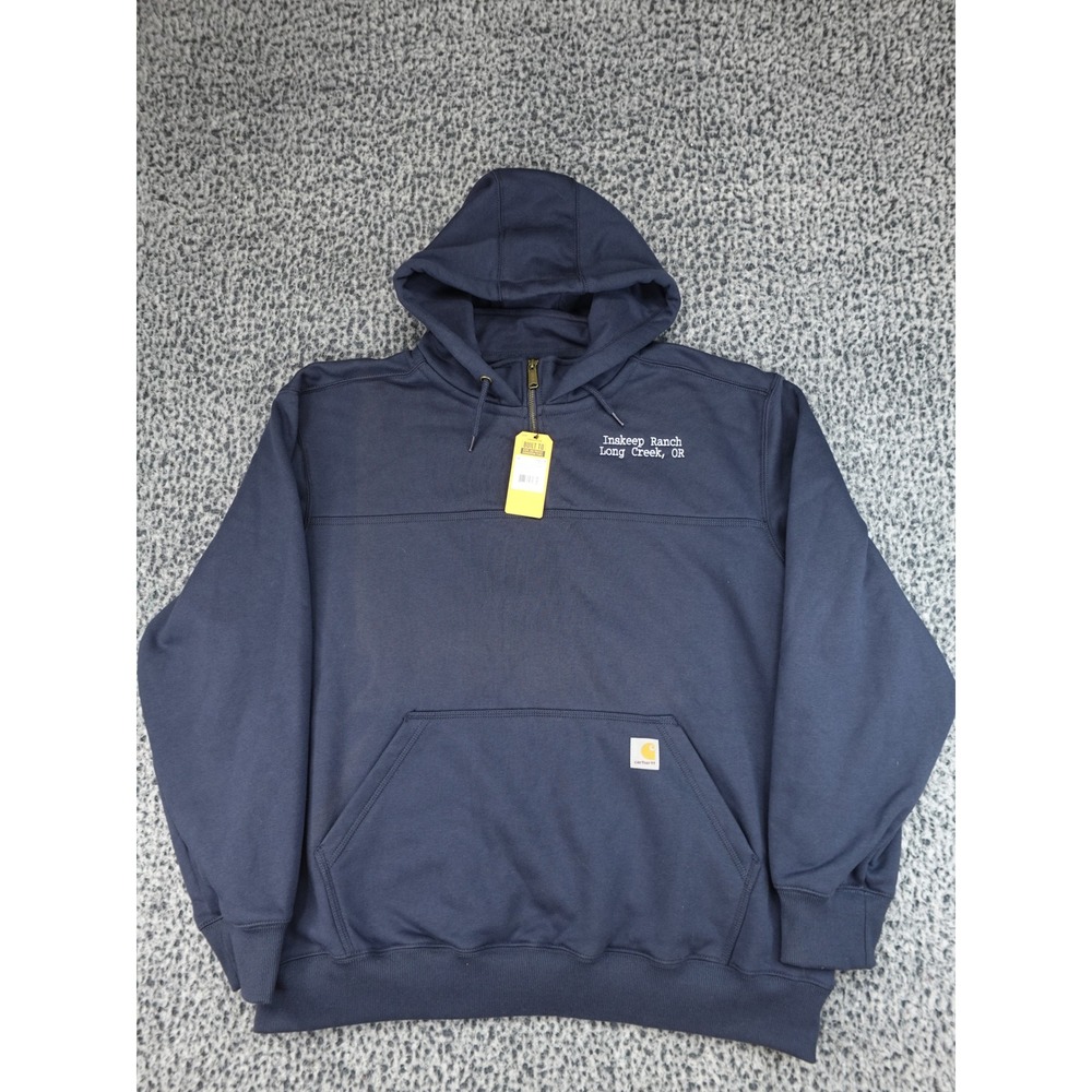 Carhartt Quarter-Zip Hoodie Mens 2XL Navy Rain Defender Inskeep Ranch TS0617-M